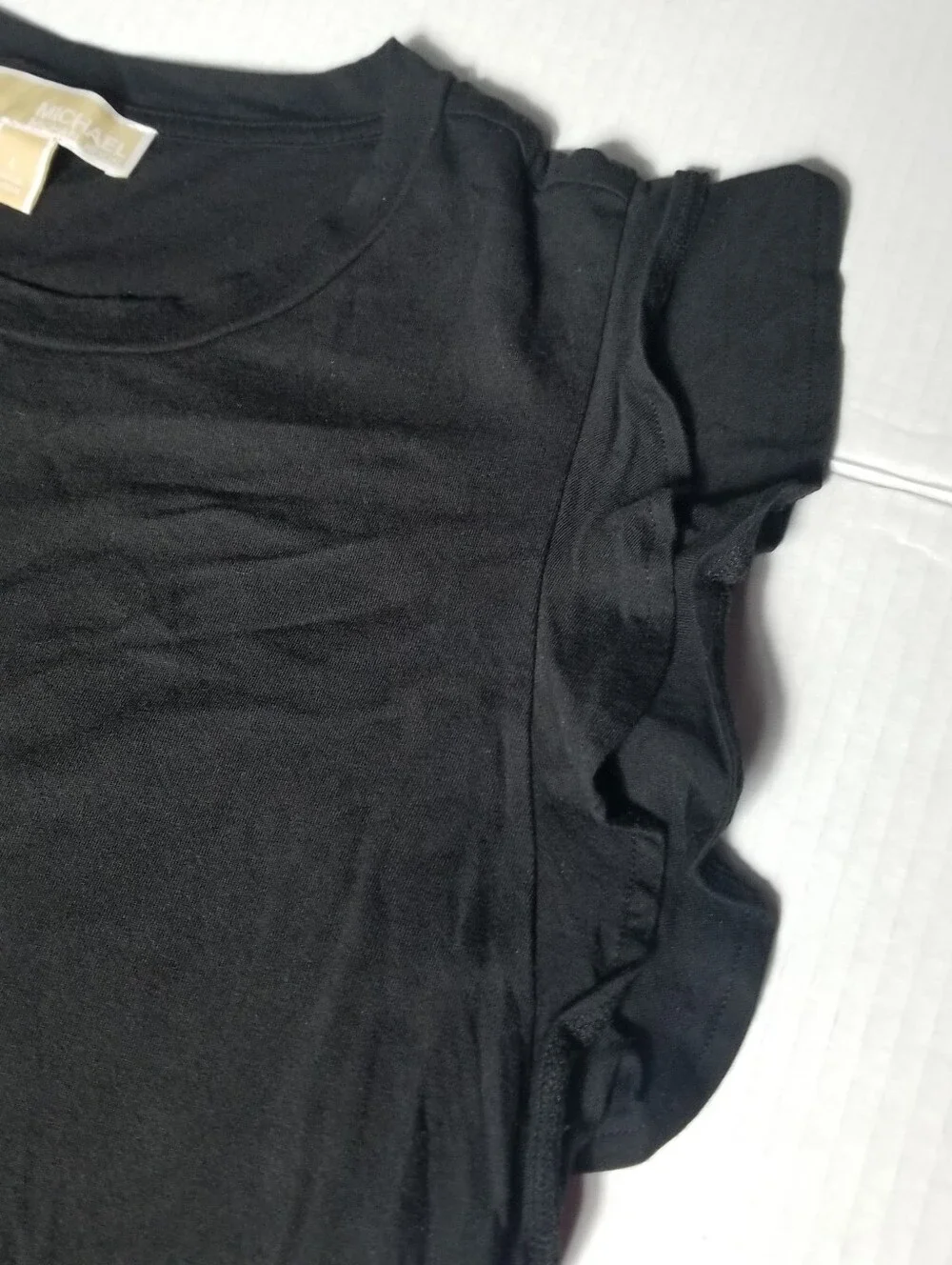 MICHAEL KORS WOMEN'S BLACK RUFFLED SLEEVE BLOUSE SIZE LARGE